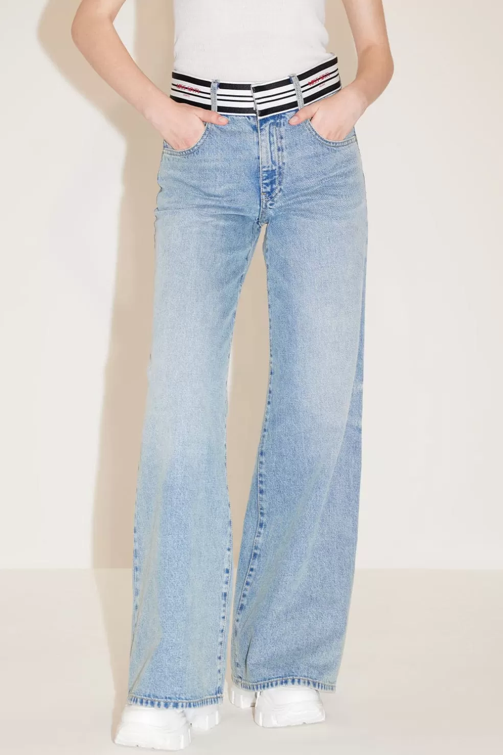 Ausgestellte Jeans Mit Weitem Bein Und Gestreiftem Bund-Miss Sixty Shop