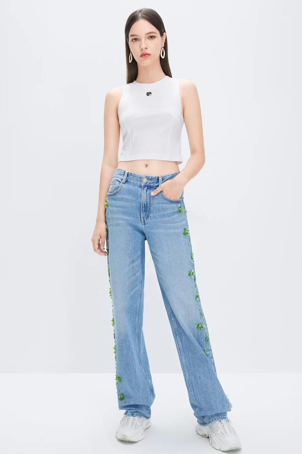 Baggy-Jeans Mit Geradem Bein Und Leinenmischung-Miss Sixty Clearance