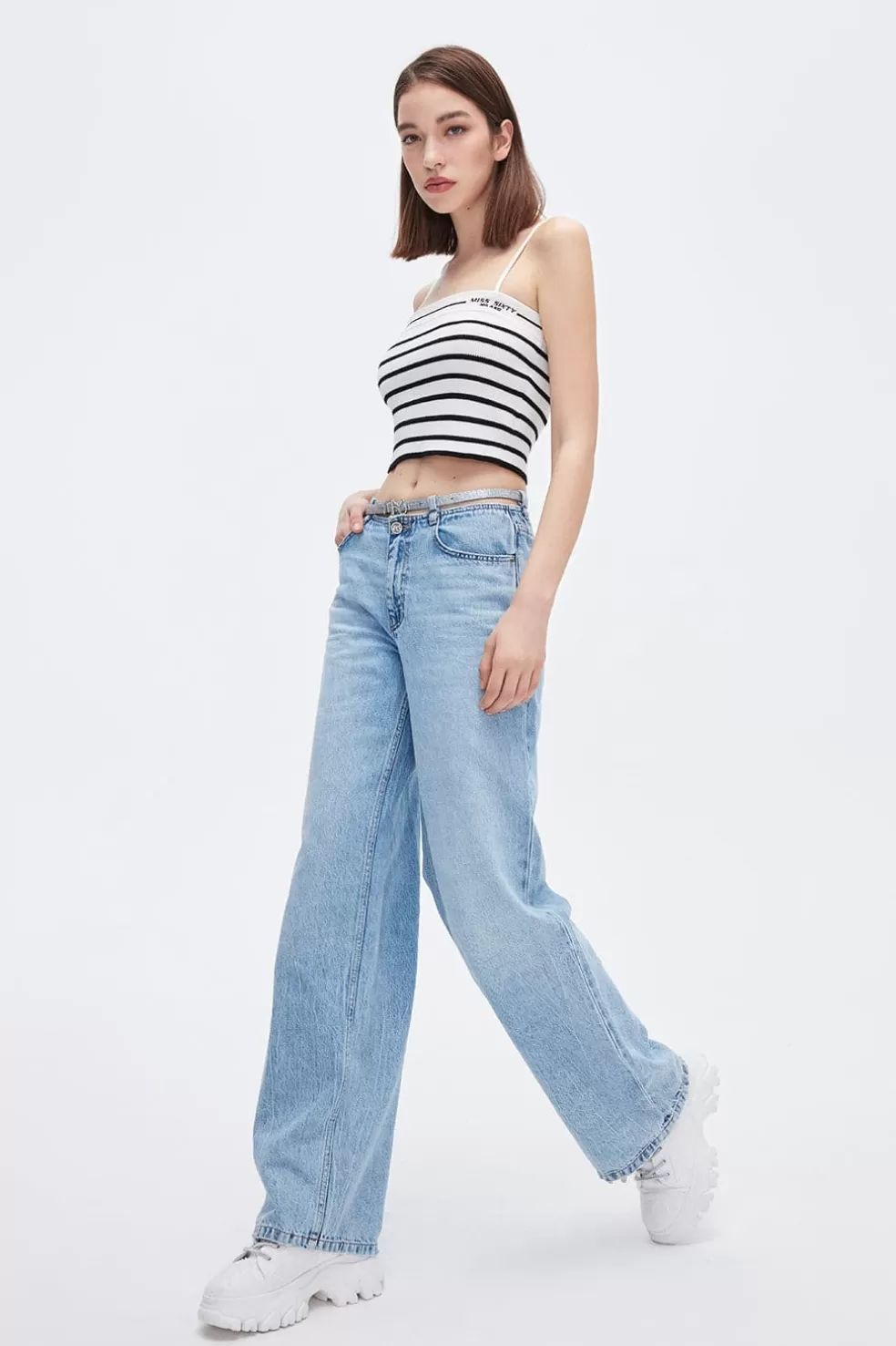 Baggy-Jeans Mit Geradem Schnitt Und Gurtel-Miss Sixty Cheap