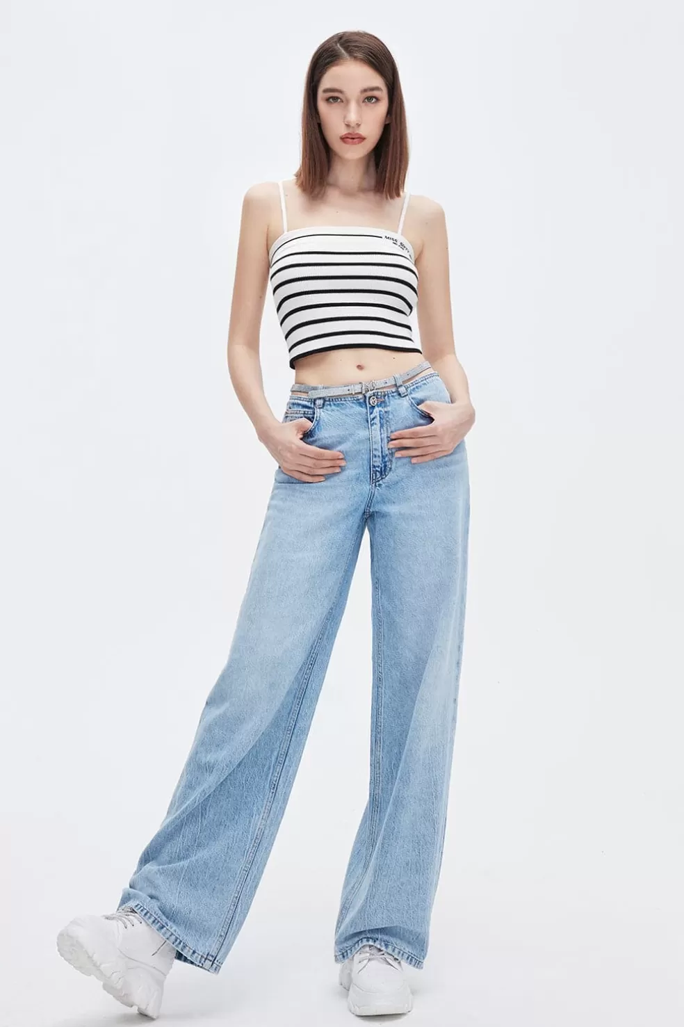 Baggy-Jeans Mit Geradem Schnitt Und Gurtel-Miss Sixty Cheap