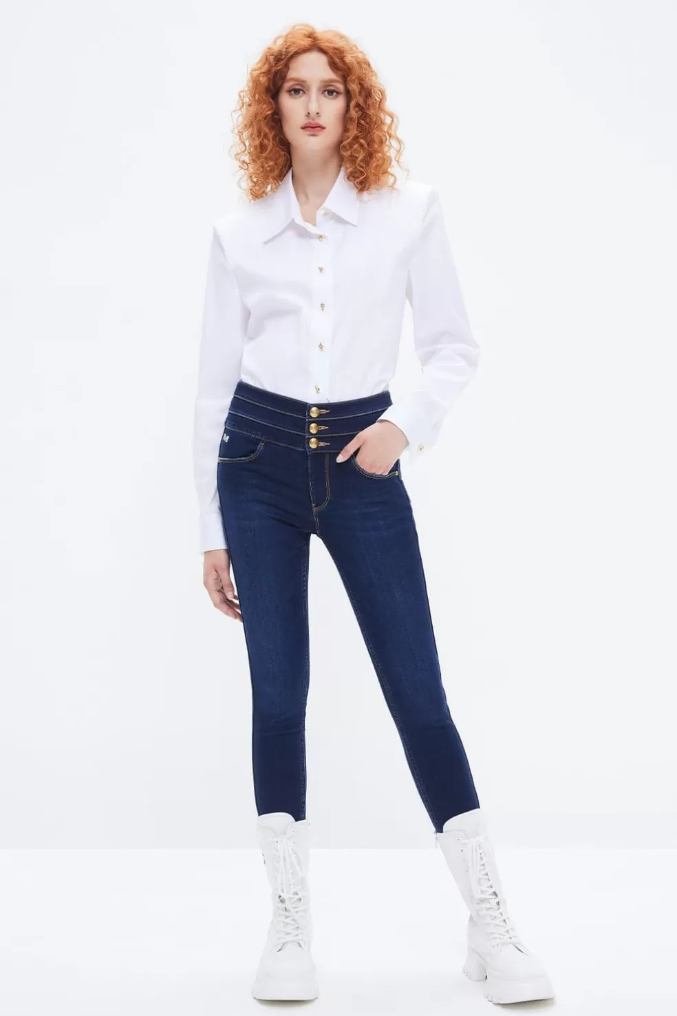 Blaue Slim-Fit-Jeans Mit Hoher Taille-Miss Sixty Outlet