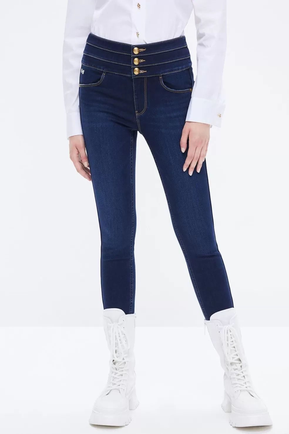 Blaue Slim-Fit-Jeans Mit Hoher Taille-Miss Sixty Outlet