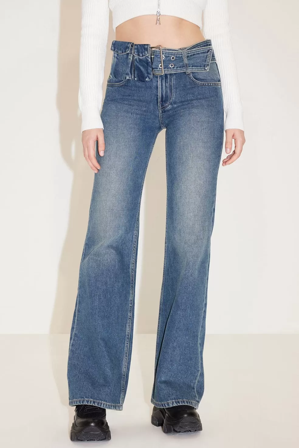 Bootcut-Jeans Im Cargo-Stil Mit Abnehmbarem Gurtel-Miss Sixty Discount