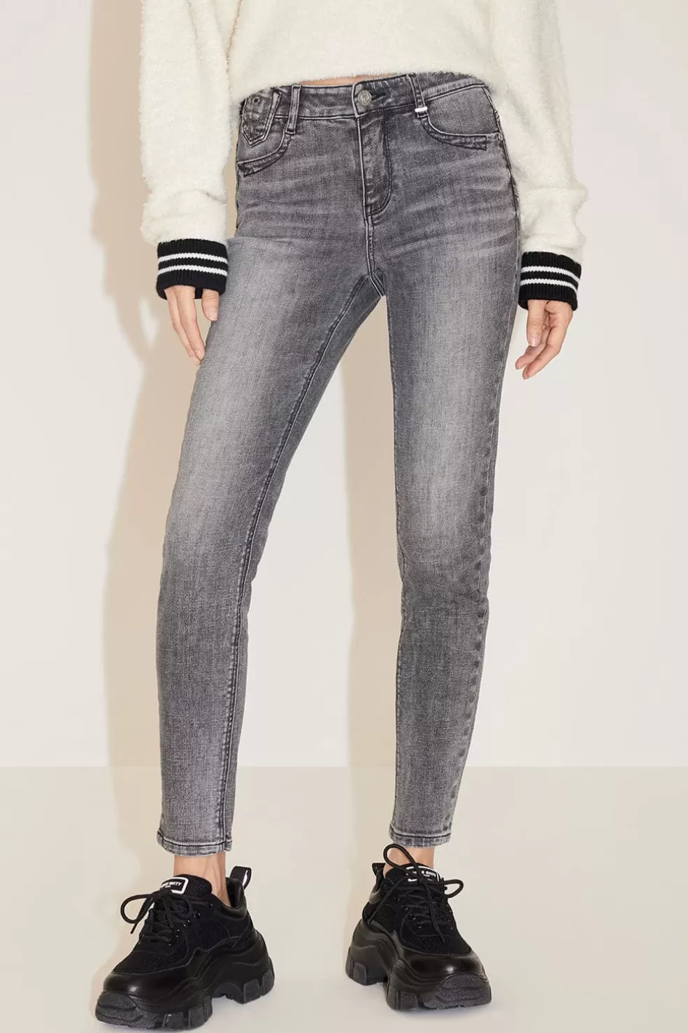 Dunkelgraue Slim-Fit-Jeans-Miss Sixty Hot