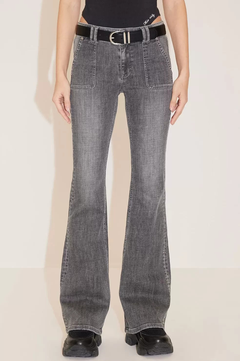 Dunkelgraue Vintage-Bootcut-Jeans-Miss Sixty Best Sale