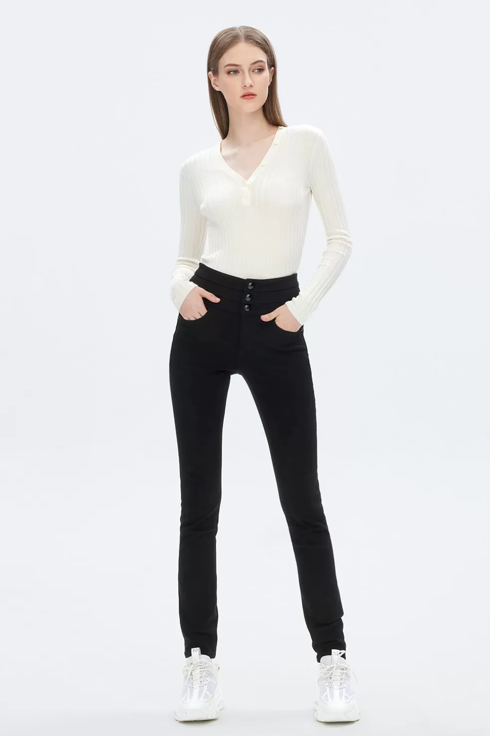 E, Dehnbare Rohrenjeans Mit Hoher Taille-Miss Sixty Sale