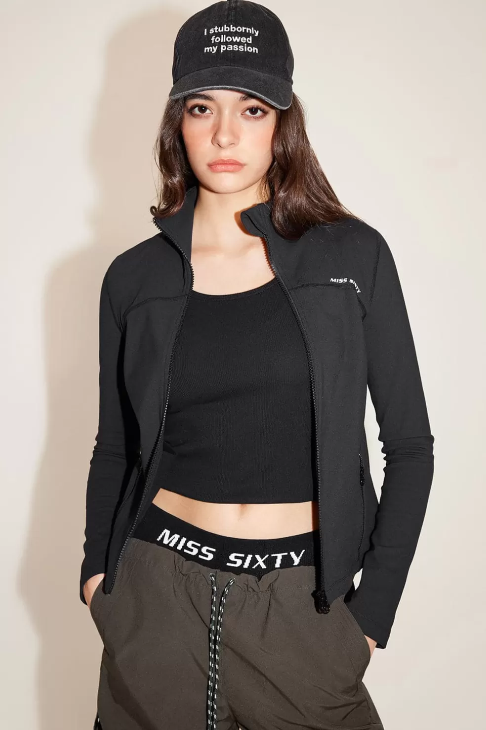 E Elastische Slim-Fit-Yogajacke Mit Stehkragen-Miss Sixty Flash Sale