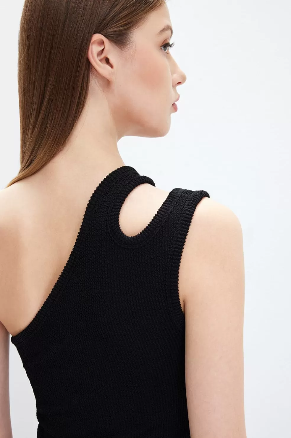 Es, Elastisches, Geripptes One-Shoulder-Oberteil-Miss Sixty Online