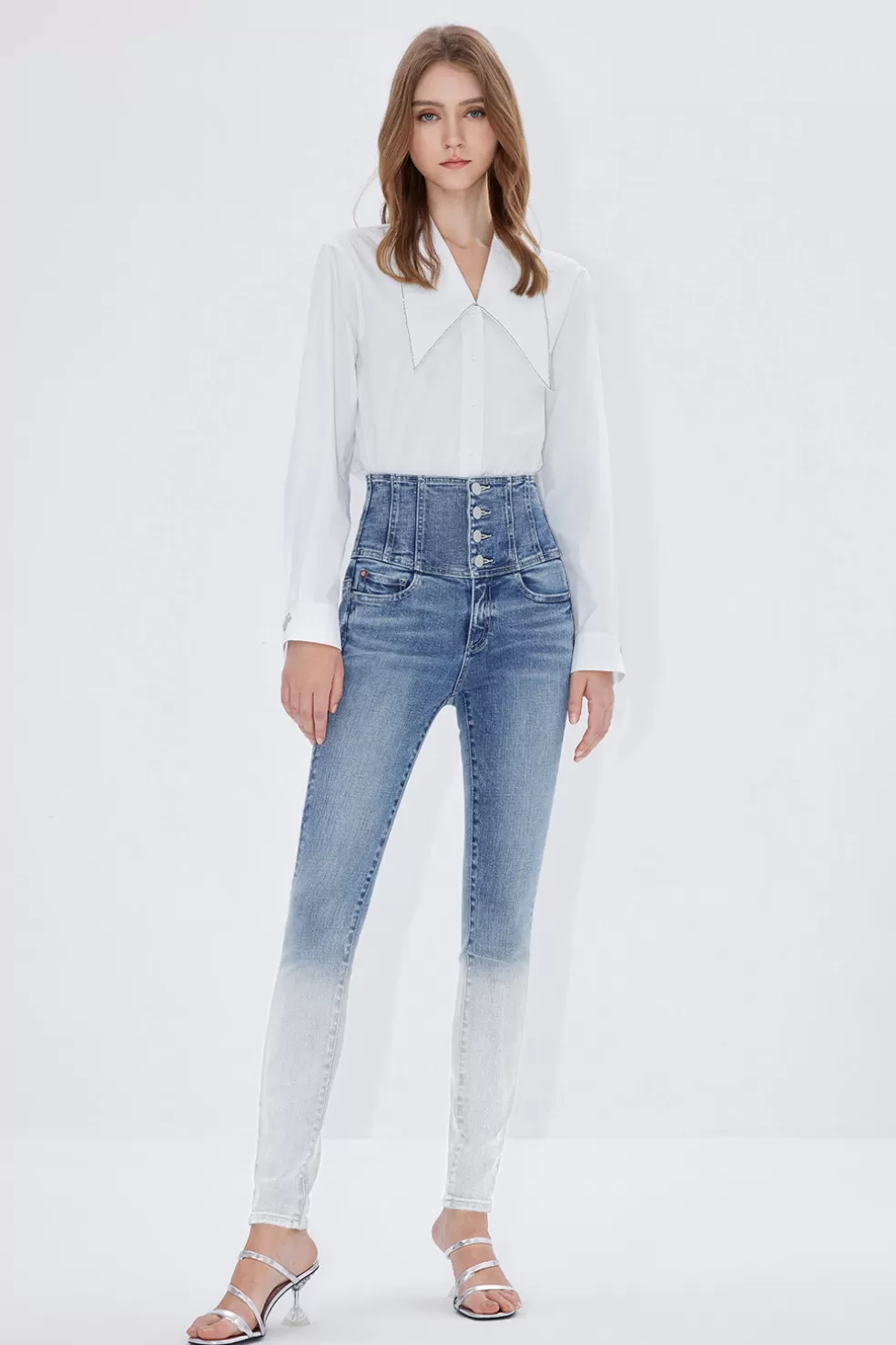 Farbverlaufsjeans Mit Vier Knopfen Und Superhohem Bund-Miss Sixty Best Sale