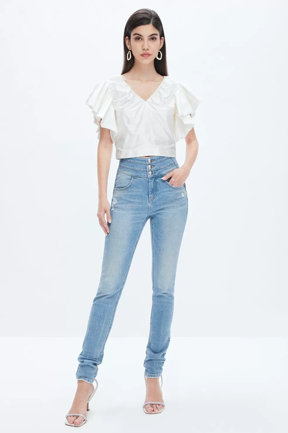 Hoch Sitzende, Zerrissene Skinny-Jeans Mit Hohem Bund-Miss Sixty Discount