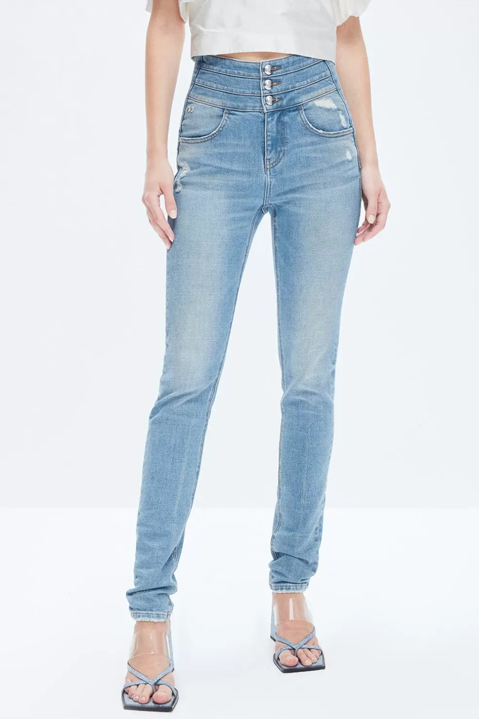 Hoch Sitzende, Zerrissene Skinny-Jeans Mit Hohem Bund-Miss Sixty Discount