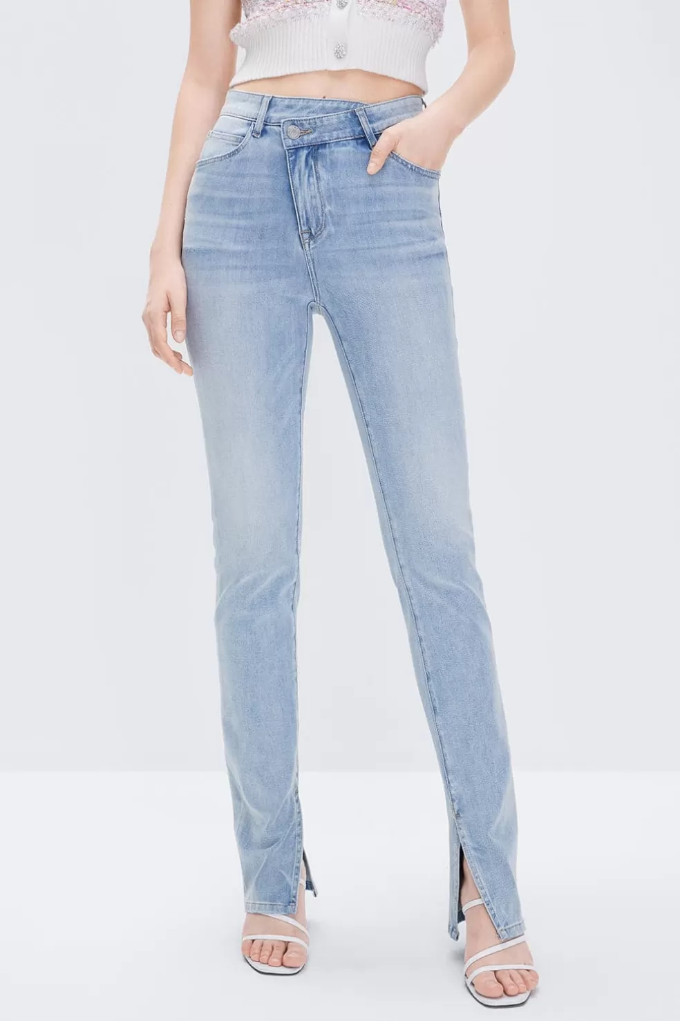 Jeans Mit Schrager Knopfleiste Und Seide-Miss Sixty Discount