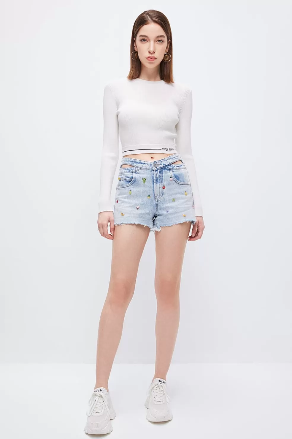 Jeansshorts Mit Obst- Und Perlenverzierung-Miss Sixty Flash Sale