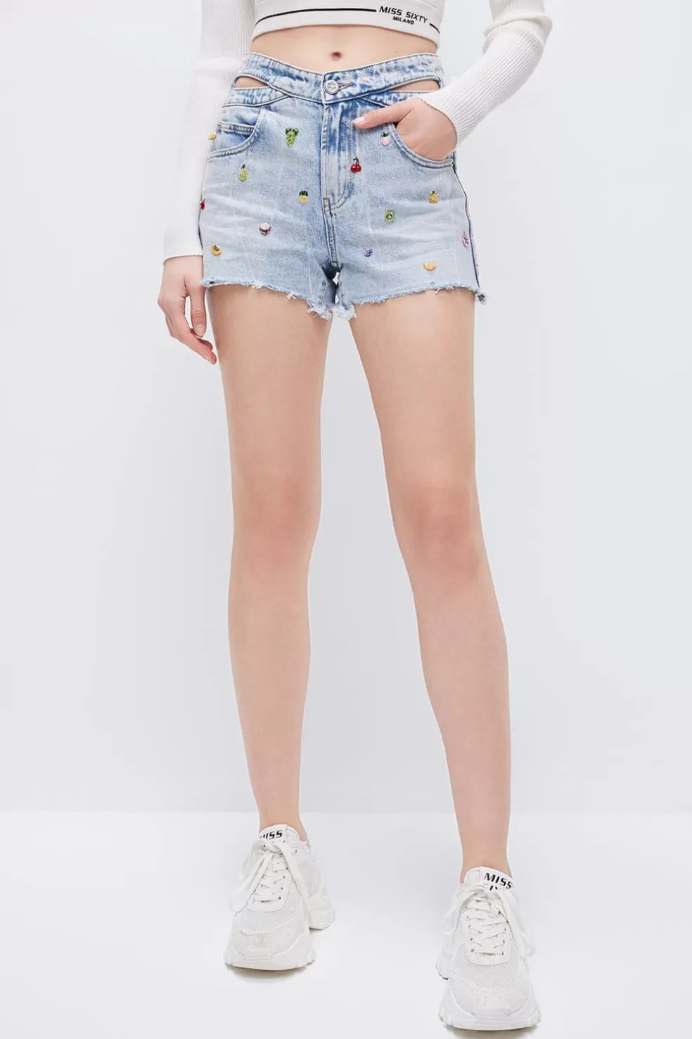 Jeansshorts Mit Obst- Und Perlenverzierung-Miss Sixty Flash Sale