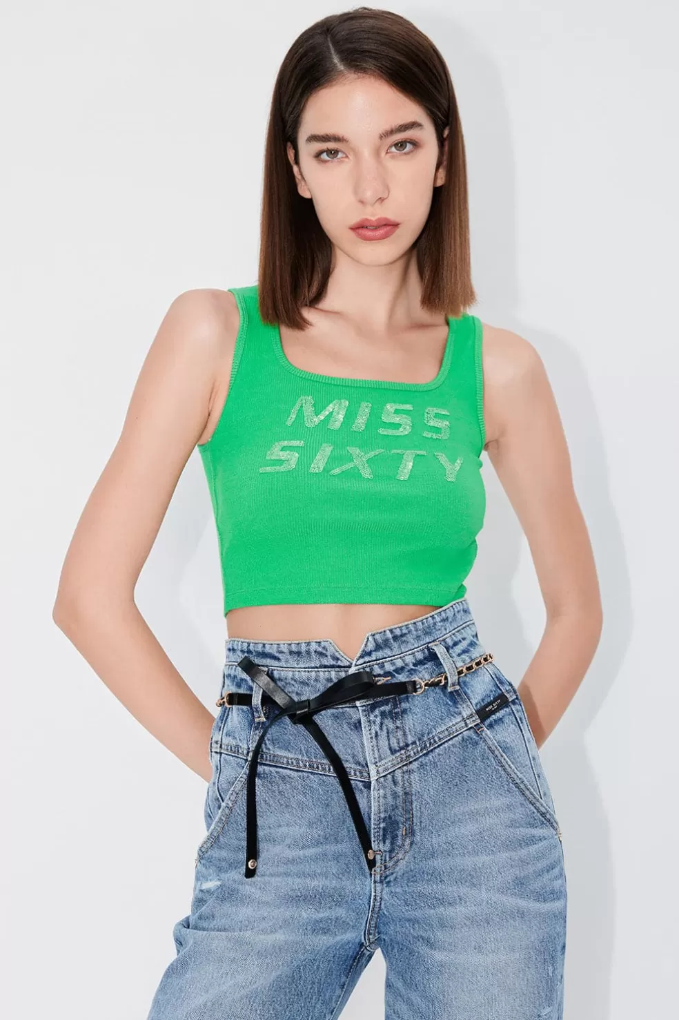 Mit Pailletten Besticktes Strick-Tanktop-Miss Sixty Store