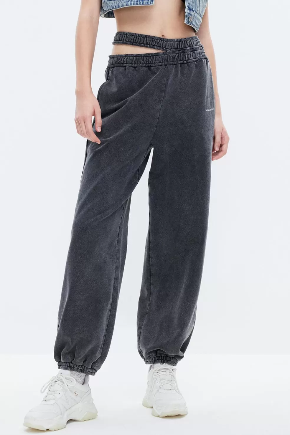 Nft Capsule Schwarz-Graue Hose Mit Doppeltem Bund-Miss Sixty Store