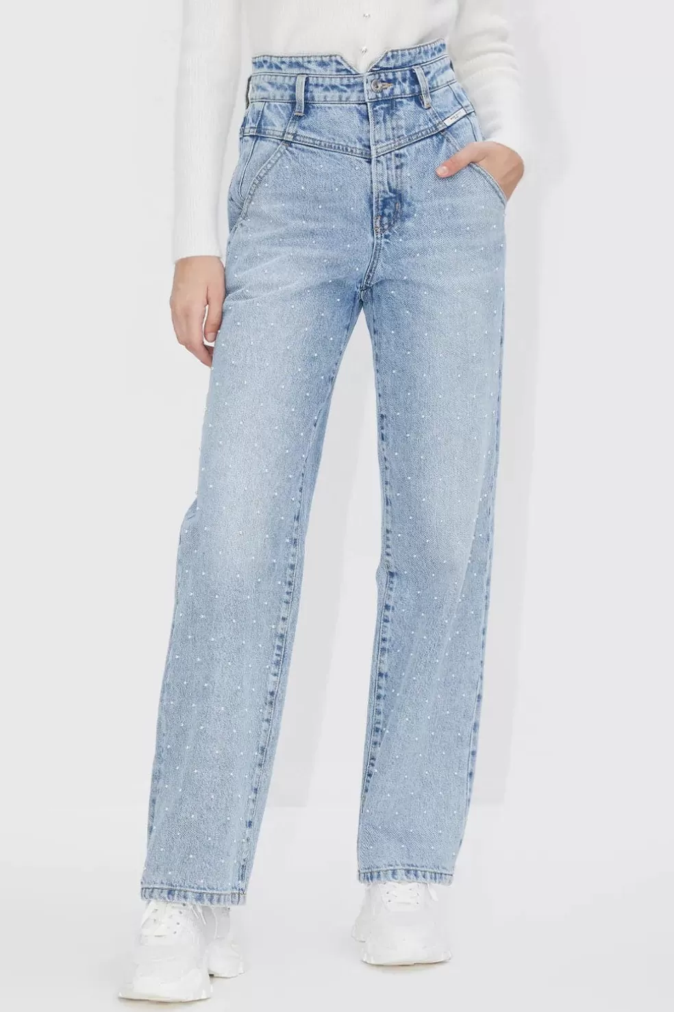 Perlenjeans Mit V-Formiger Taille-Miss Sixty Clearance