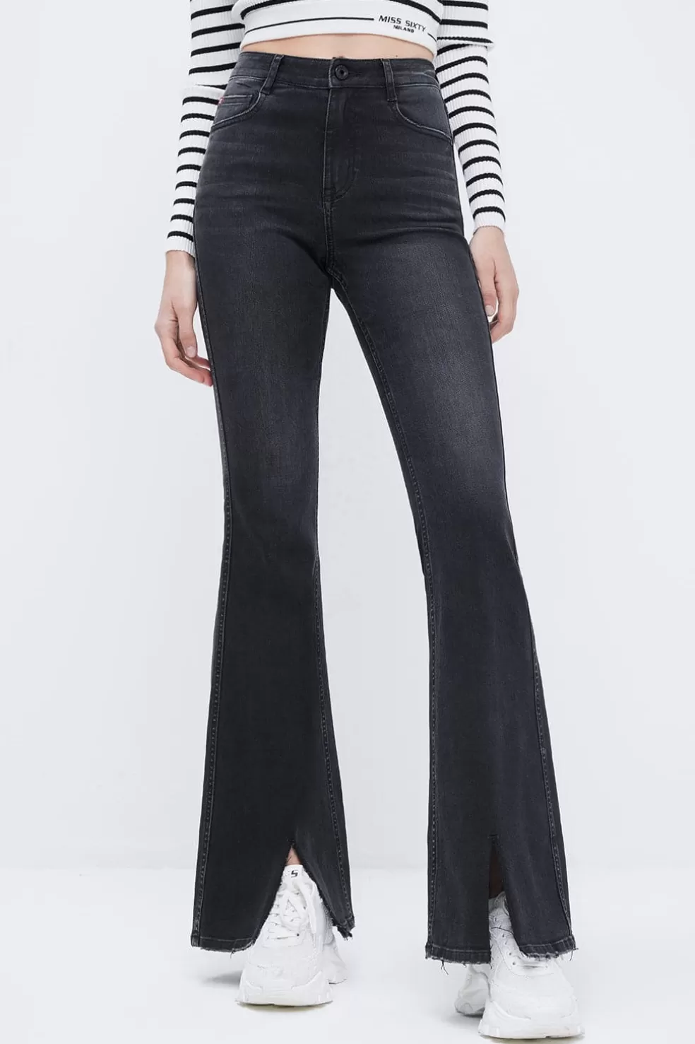 Schwarze Retro-Jeans Mit Ausgestelltem Schlitz-Miss Sixty Cheap