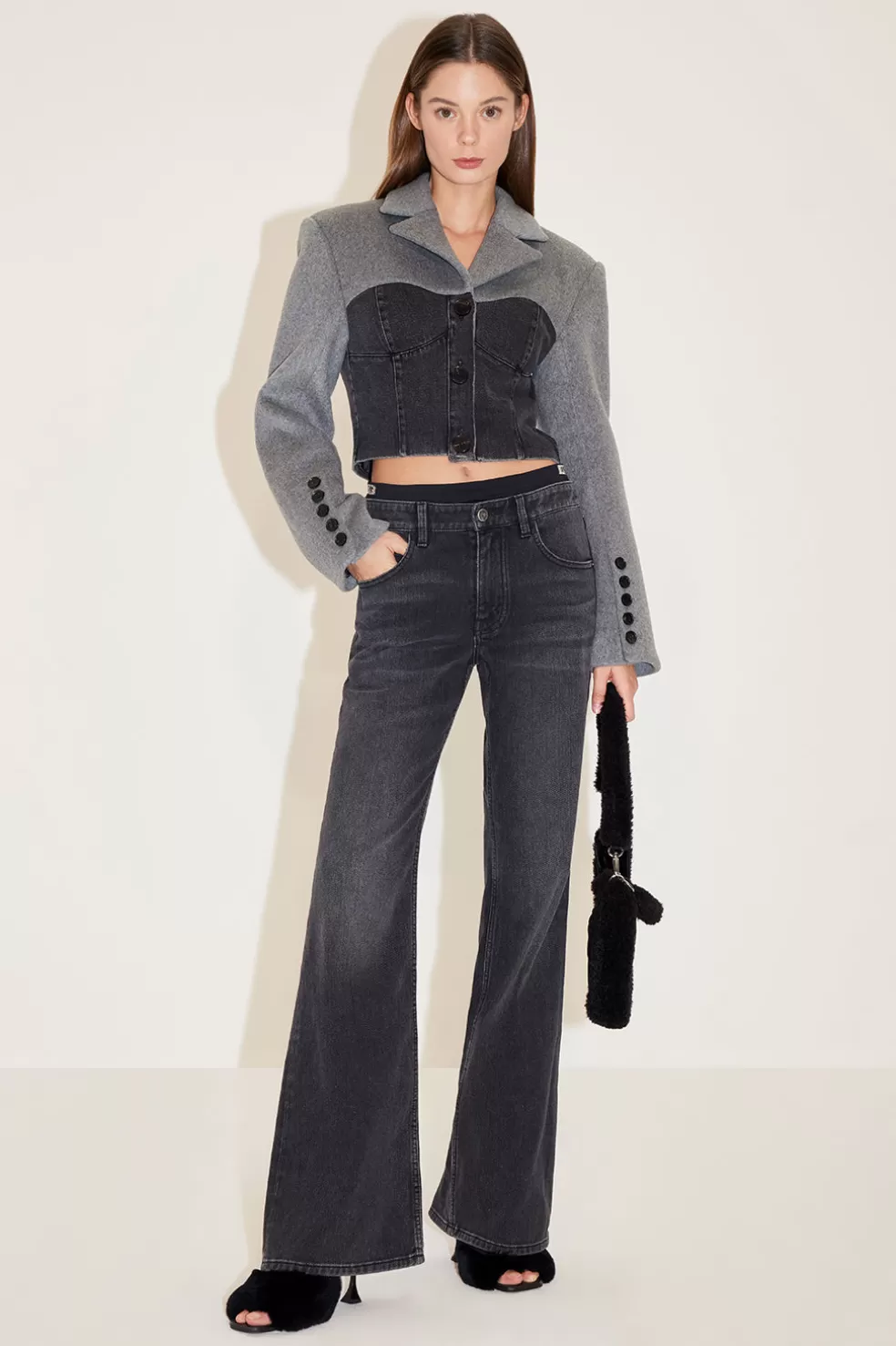 Schwarze Und Graue Jeans Mit Doppelter Taille-Miss Sixty Shop