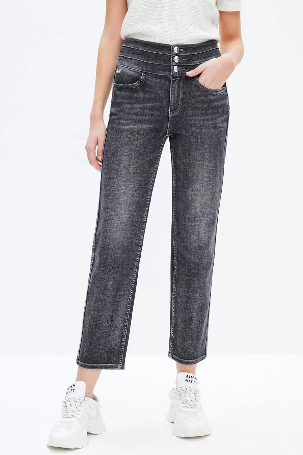 Schwarze Und Graue Straight-Fit-Jeans-Miss Sixty Online