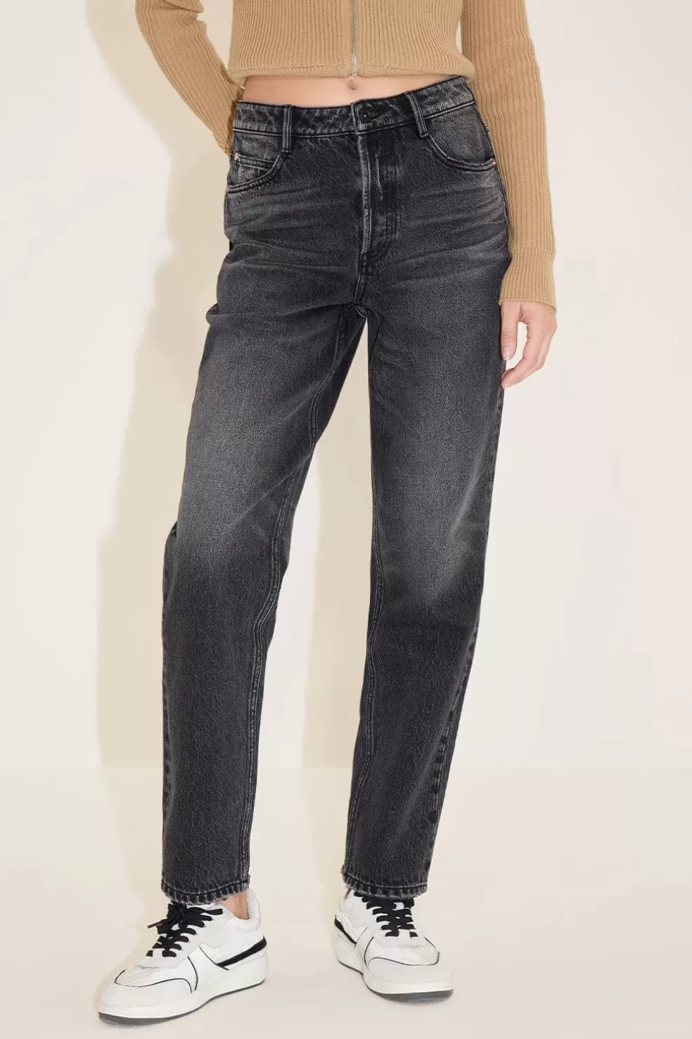 Schwarze Und Graue Straight-Fit-Jeans Mit Knopfen-Miss Sixty New