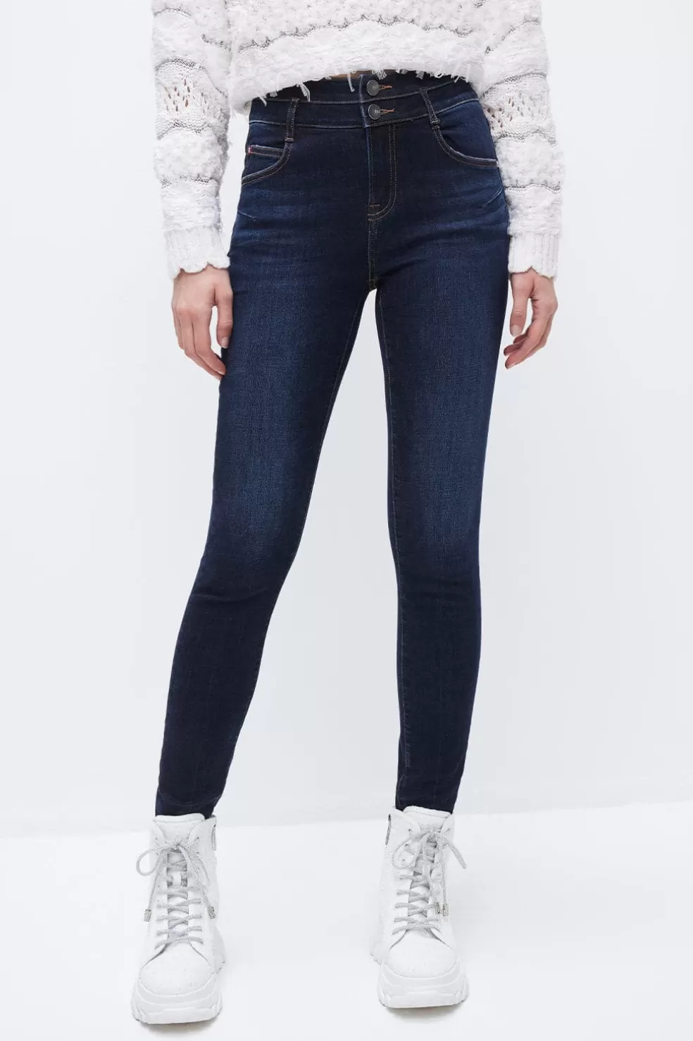 Skinny-Knocheljeans Mit Hoher Taille Und Doppelten Knopfen-Miss Sixty Store