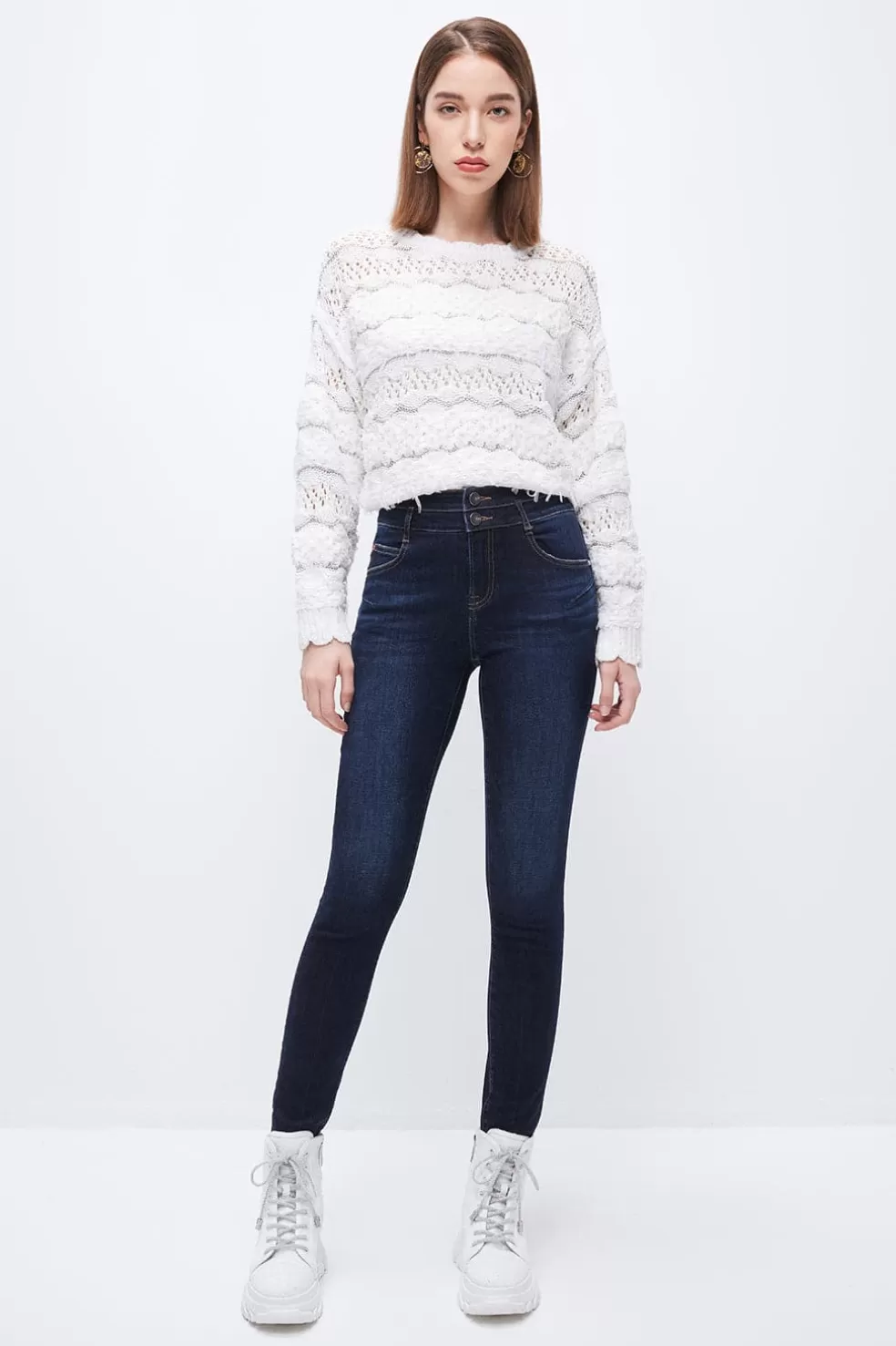 Skinny-Knocheljeans Mit Hoher Taille Und Doppelten Knopfen-Miss Sixty Store