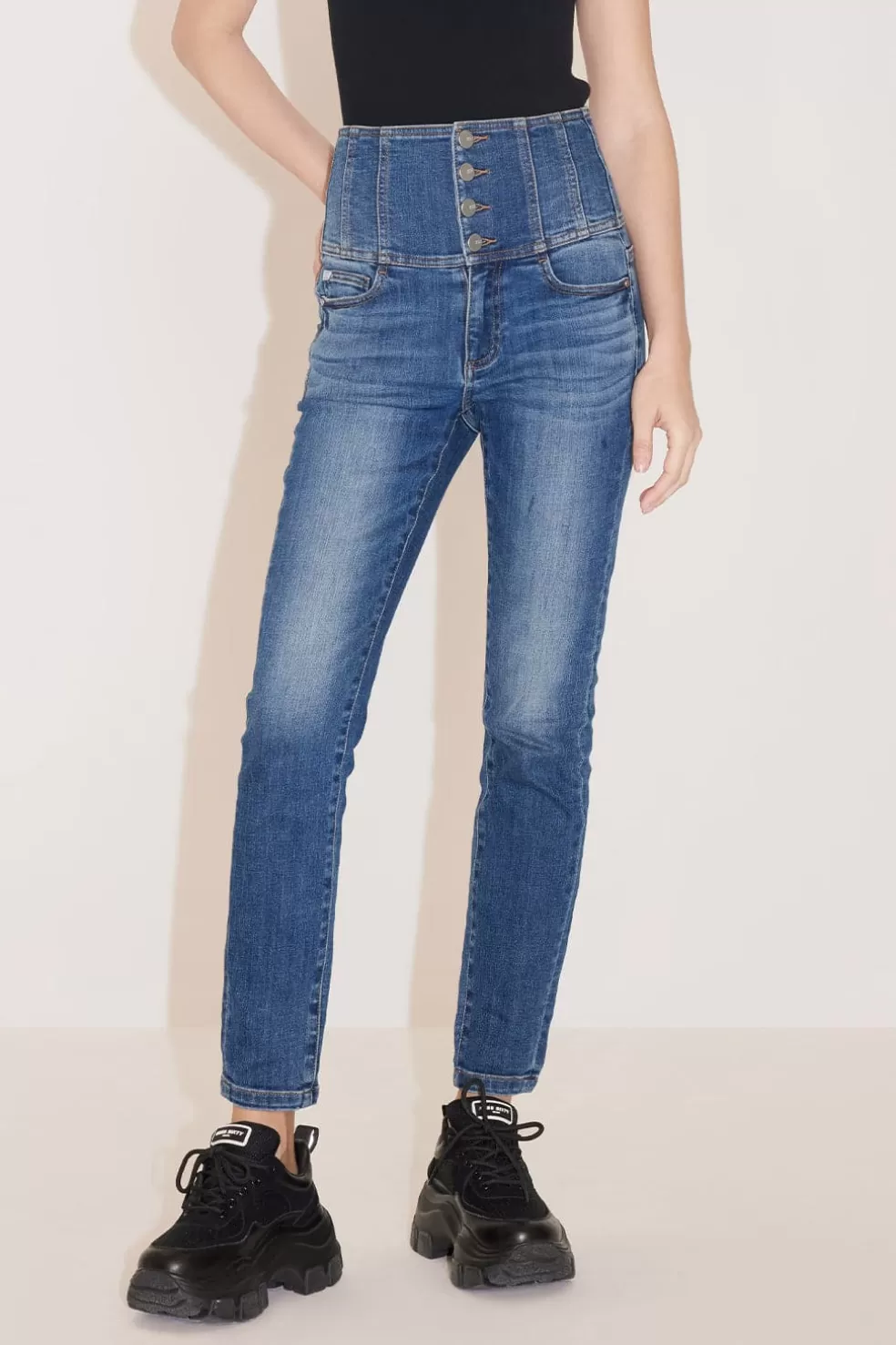 Slim-Fit-Jeans Mit Hoher Taille Und Vier Knopfen-Miss Sixty Flash Sale