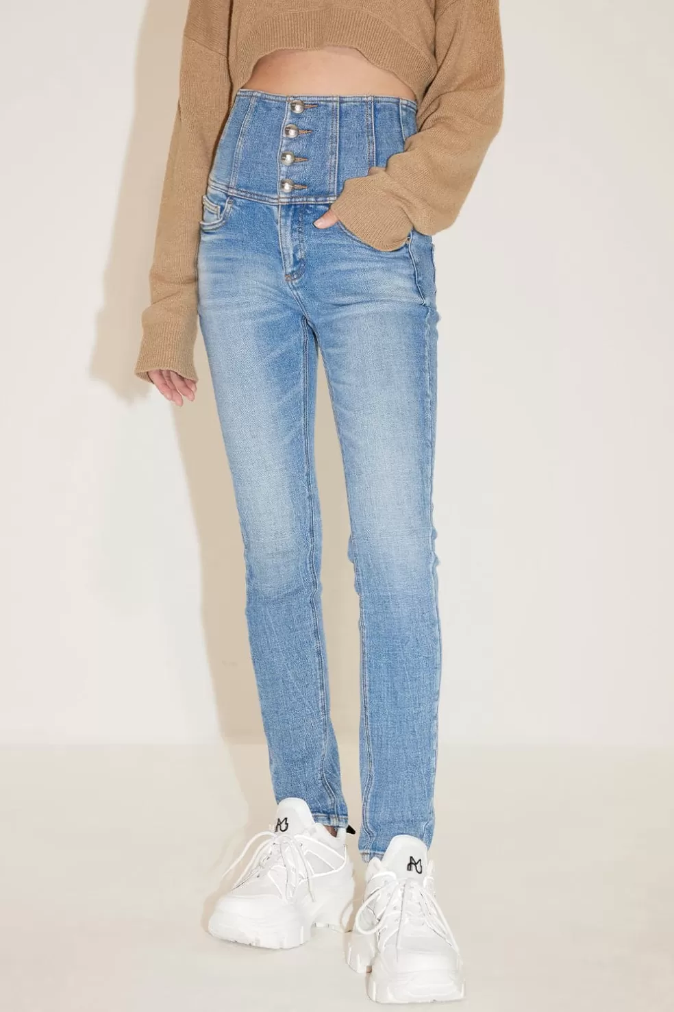 Slim-Fit-Jeans Mit Hoher Taille Und Vier Knopfen-Miss Sixty Hot