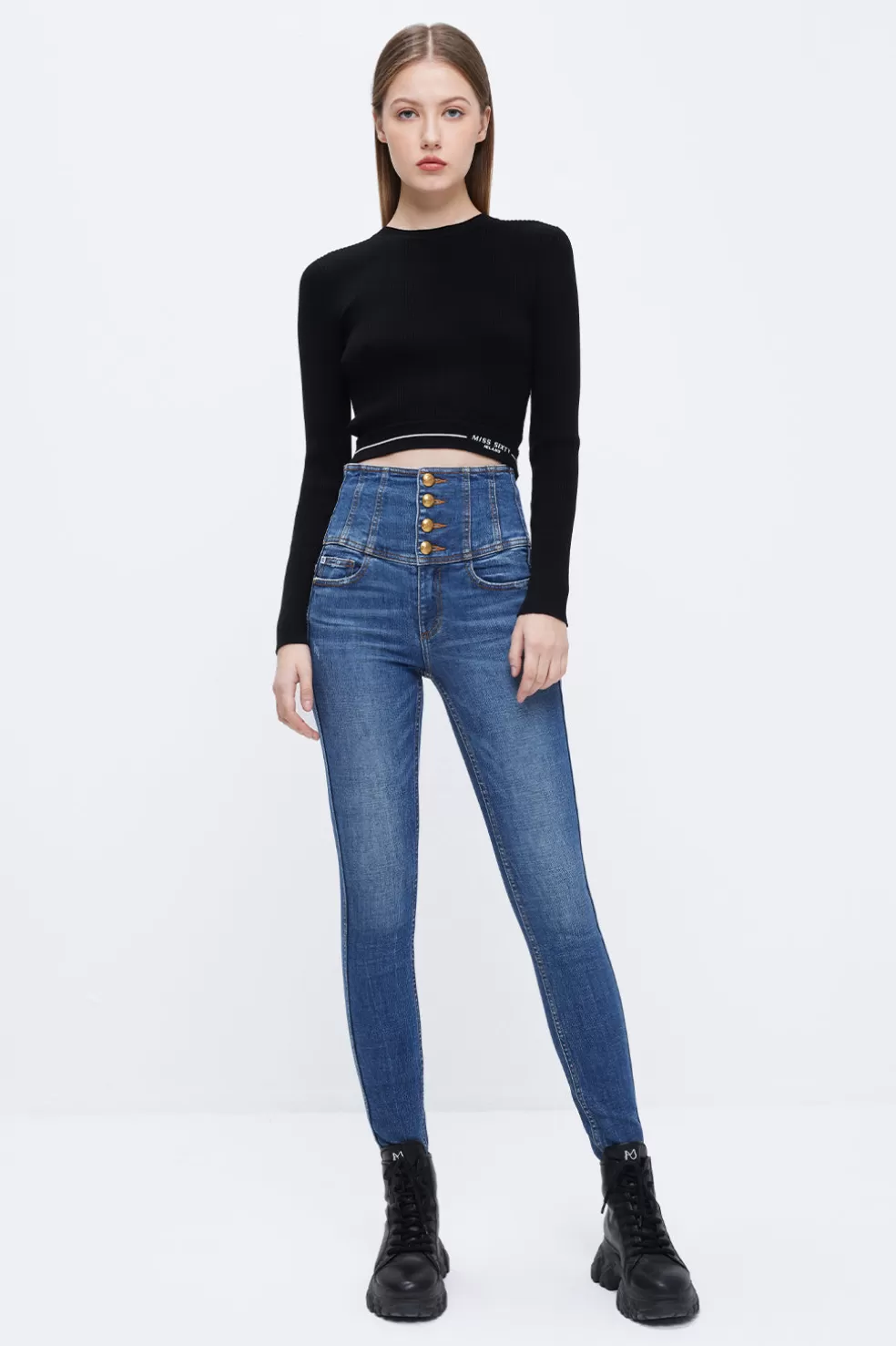 Slim-Jeans Mit Vier Knopfen Und Superhoher Taille-Miss Sixty Fashion