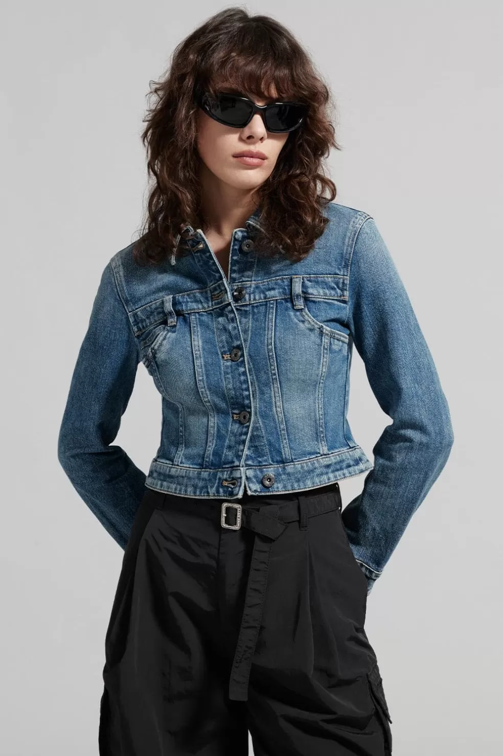 Stilvolle Graublaue, Verkurzte Jeansjacke-Miss Sixty Cheap