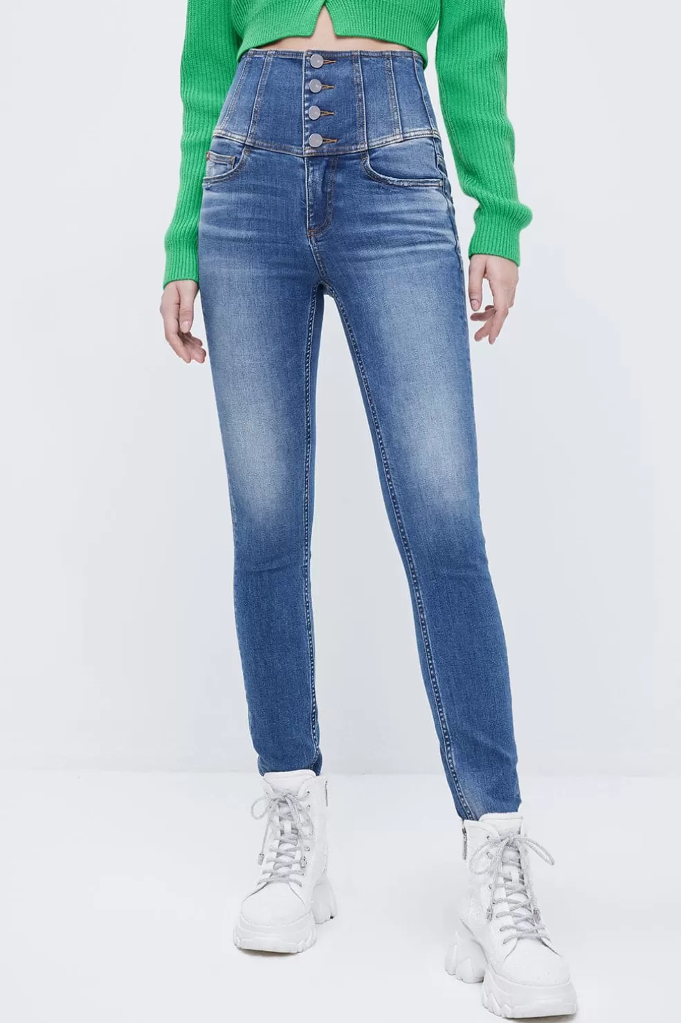 Super High Waist Slim Fit-Jeans Mit Vier Knopfen-Miss Sixty Fashion