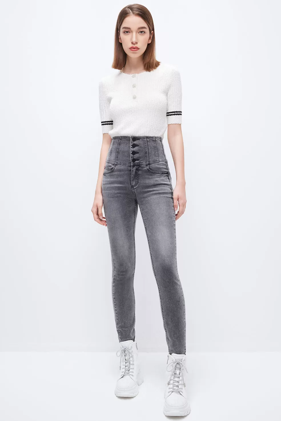 Super High Waist Slim Fit-Jeans Mit Vier Knopfen-Miss Sixty Discount