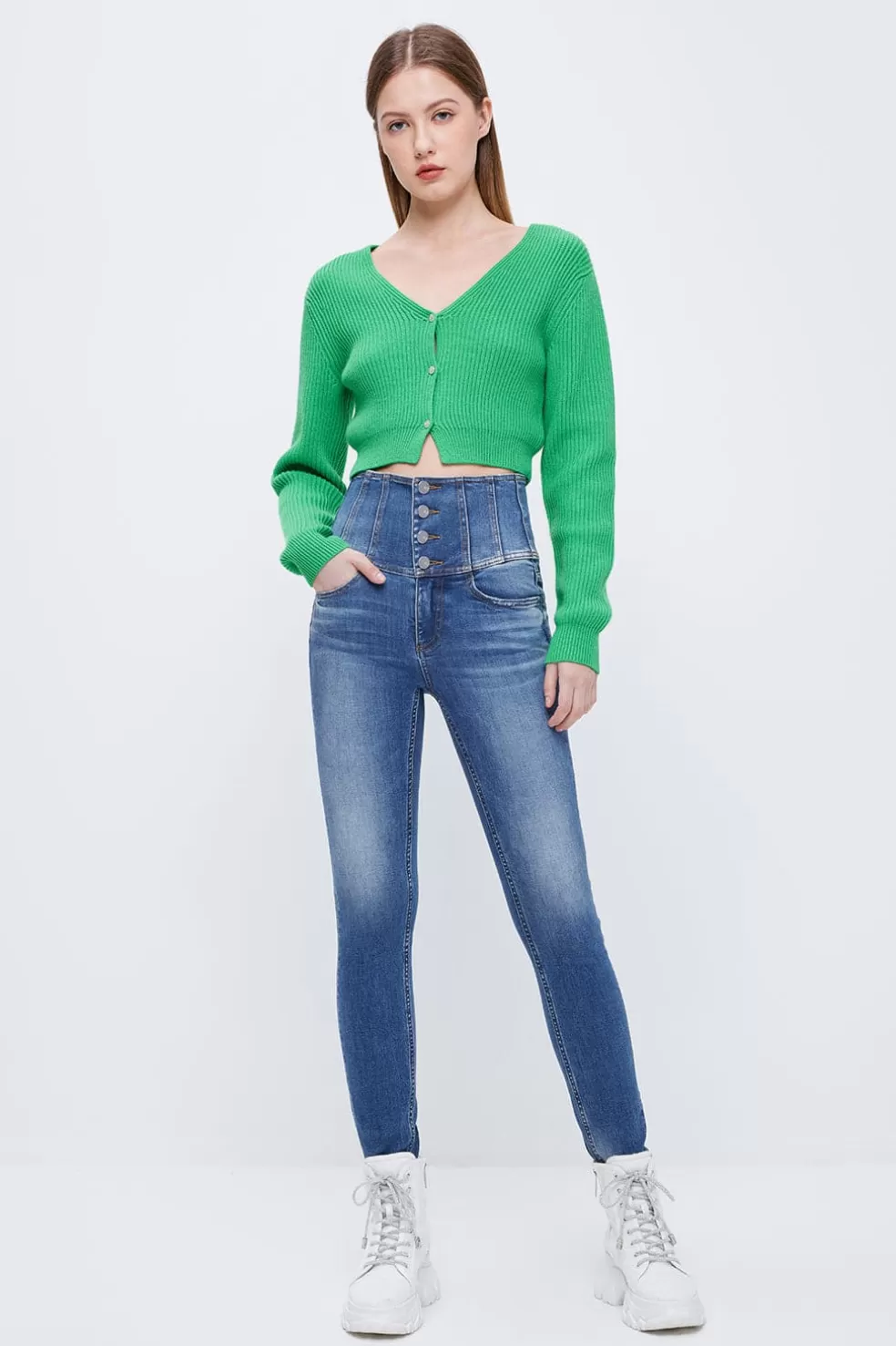 Super High Waist Slim Fit-Jeans Mit Vier Knopfen-Miss Sixty Fashion