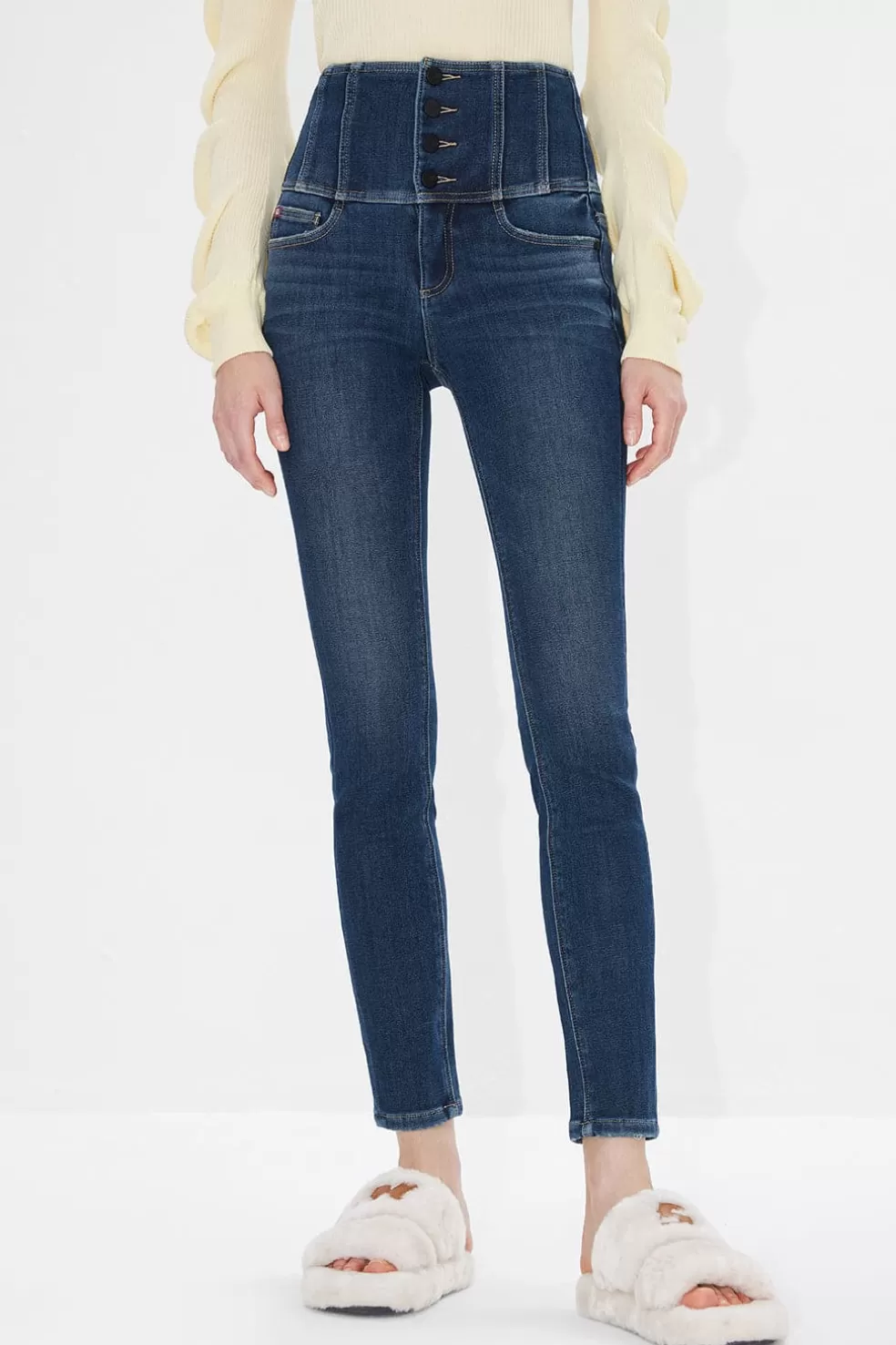 Super-High-Rise-Fleece-Rohrenjeans Mit Vier Knopfen-Miss Sixty Online