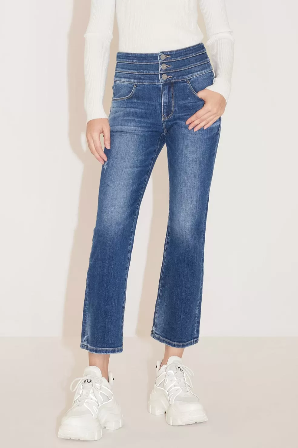 Zerrissene, Ausgestellte Jeans Mit Hoher Taille-Miss Sixty Online