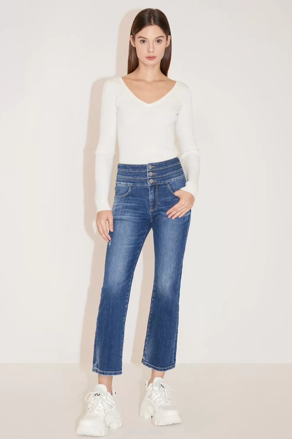 Zerrissene, Ausgestellte Jeans Mit Hoher Taille-Miss Sixty Online