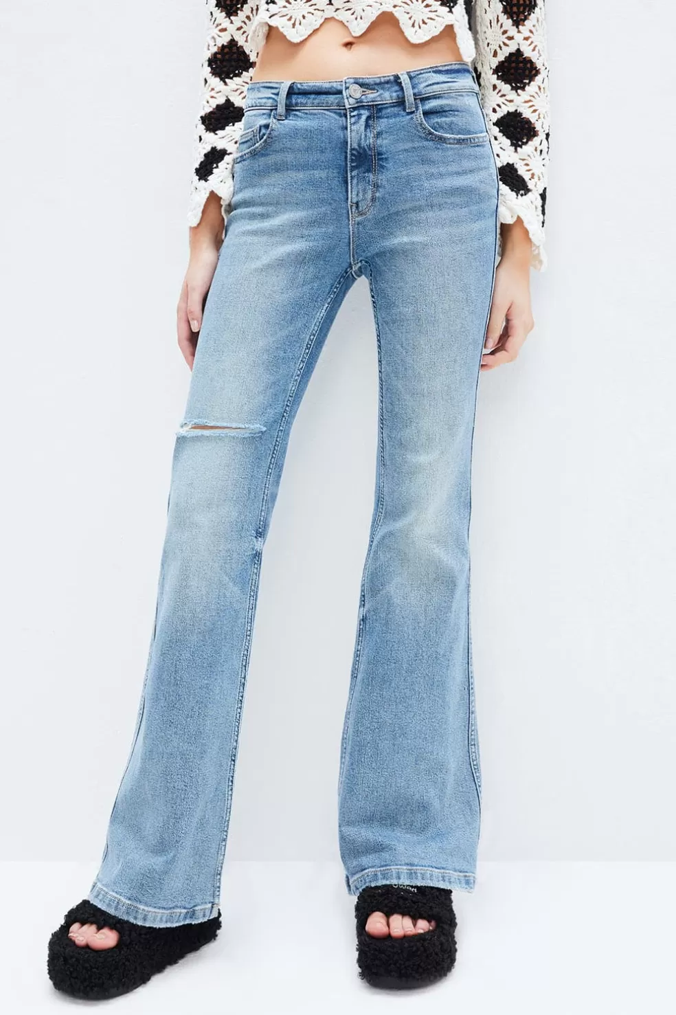 Zerrissene Slim-Fit-Bootcut-Jeans Mit Niedrigem Bund-Miss Sixty Clearance